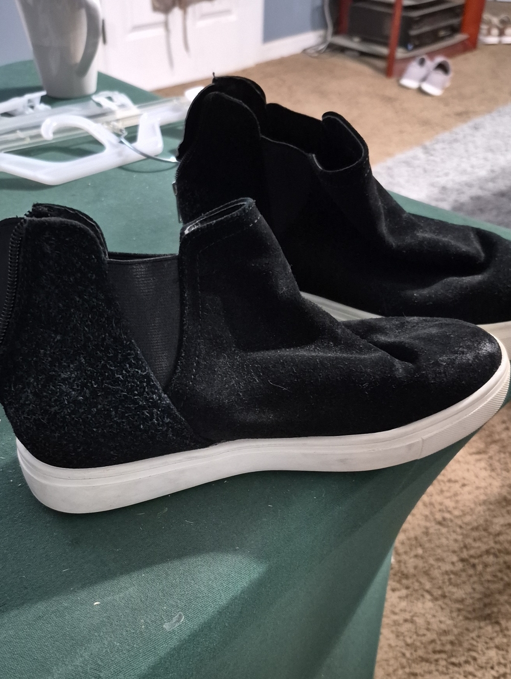 INC International Concepts Women's Black Slip-On Suede-Like High-Top Sneakers